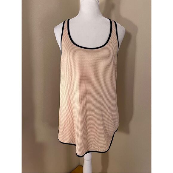 Lululemon Yellow Black Micro Stripe Racerback Tank Top Size 8 - Picture 1 of 7